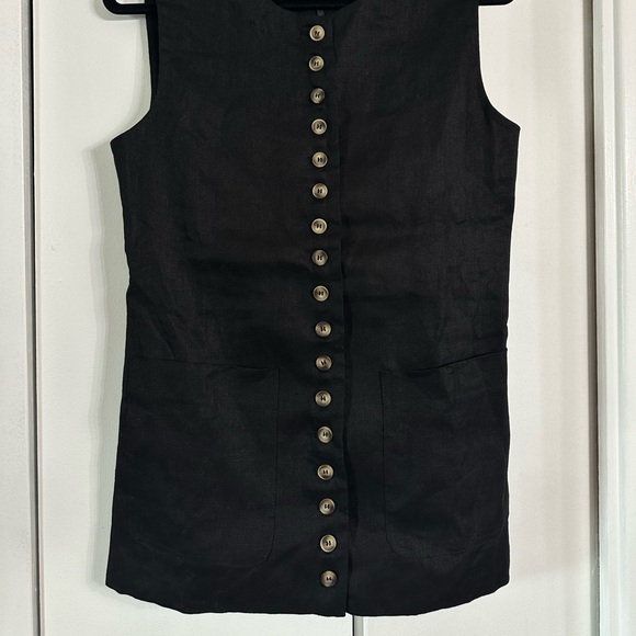 DISSH Black Sleeveless Button-Up Top Linen - Picture 6 of 11